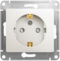 Розетка с заземлением без рамки Systeme Electric Glossa 1-м. шторки перламутр картинка